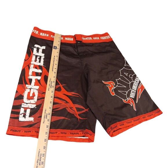 NAGA FIGHTER Board Shorts Men's Size 34 Black Red White Surf Swim Trunks READ - Picture 12 of 12
